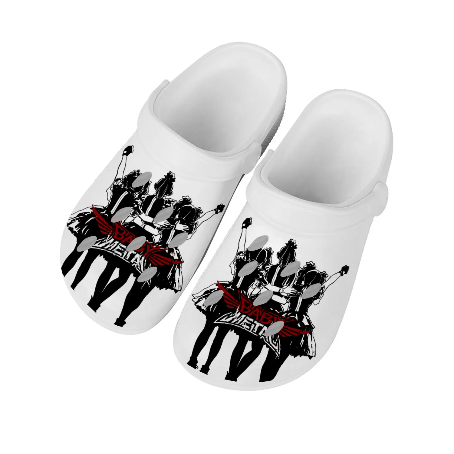 

Модные кроссовки Babymetal в стиле рок-группы для дома, обувь для воды на заказ, мужские и женские подростковые дышащие шлепанцы с отверстиями для пляжа
