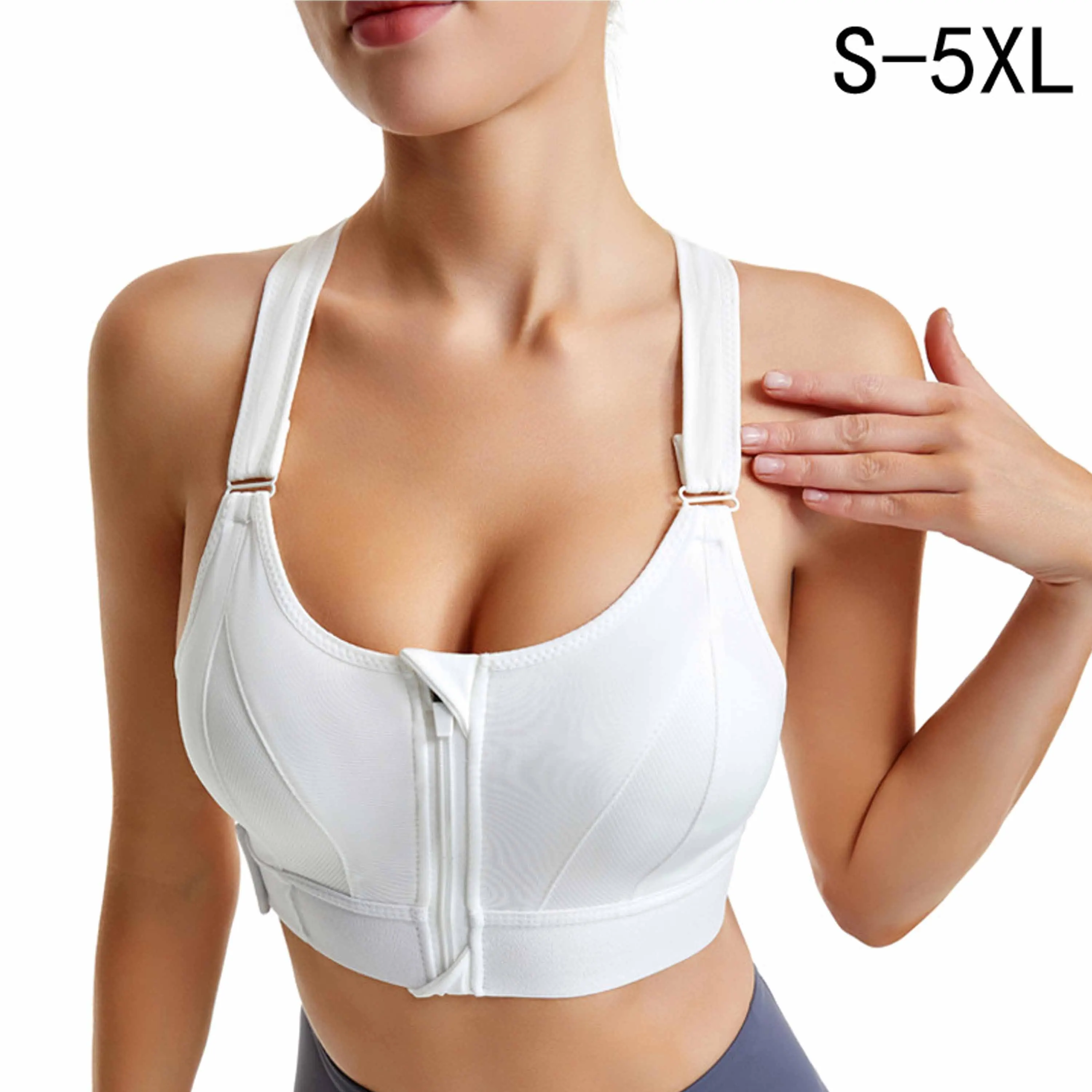 Sexy Women Sports Bra Adjustable Belt Front Zipper Yoga Running Vest  Shockproof Underwear Plus Size Sports Bras For Women - Sports Bras -  AliExpress