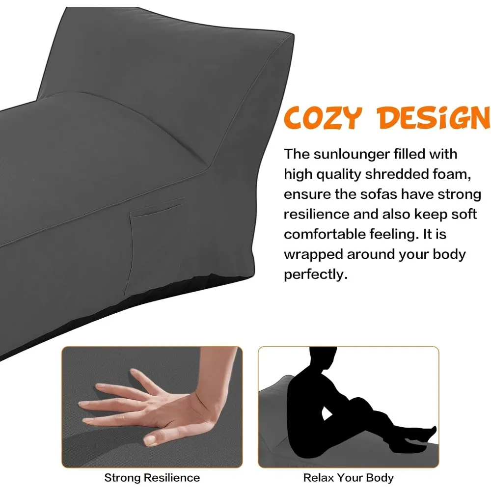 Outdoor Chaise Lounge Chair, Sunbed UV Resistant Sofa Couch Patio Furniture Waterproof Outside Sunlounge Reclining Sunbathing 3