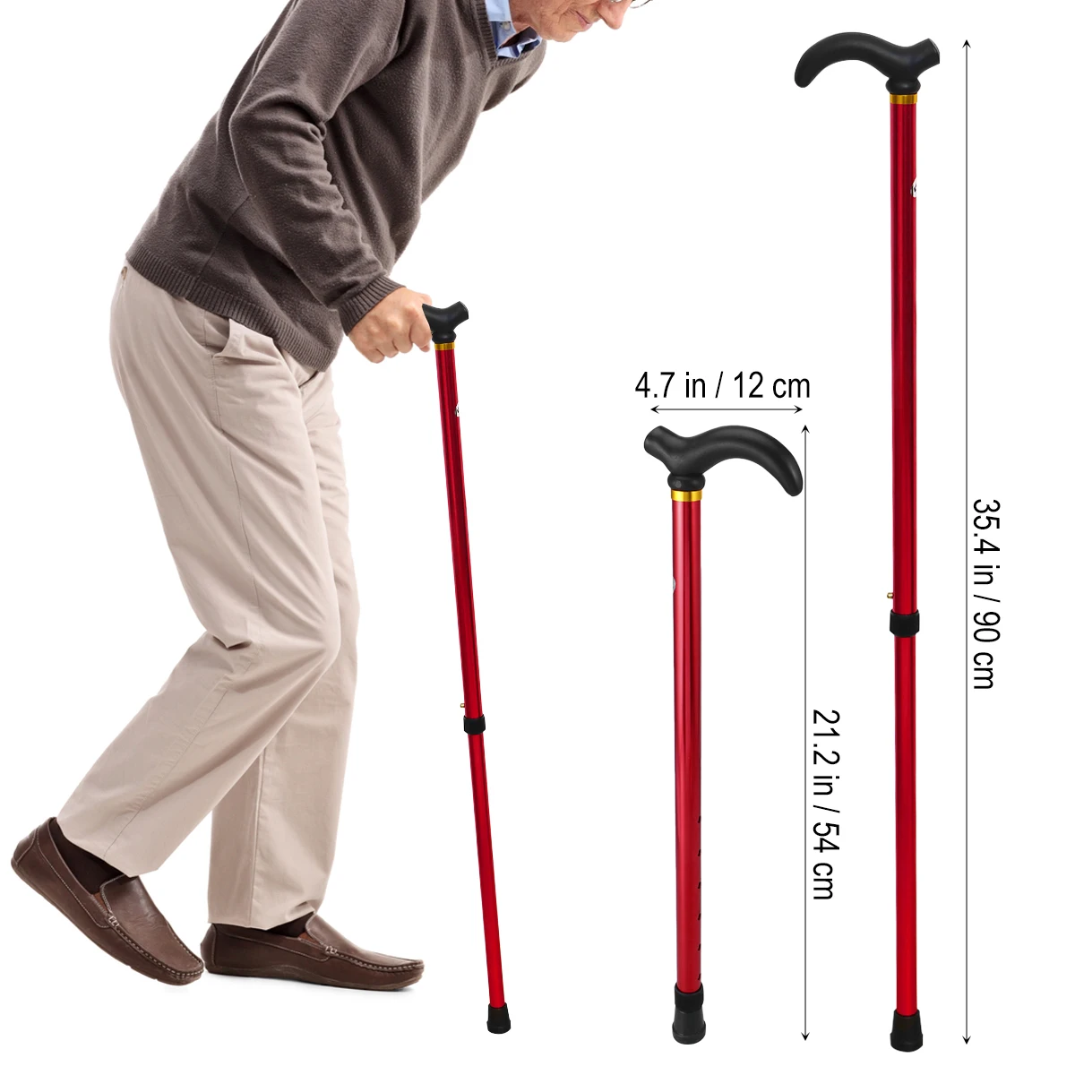 Aluminum Alloy Telescopic Adjustable Height Anti-skid Walking Cane For Men Old People