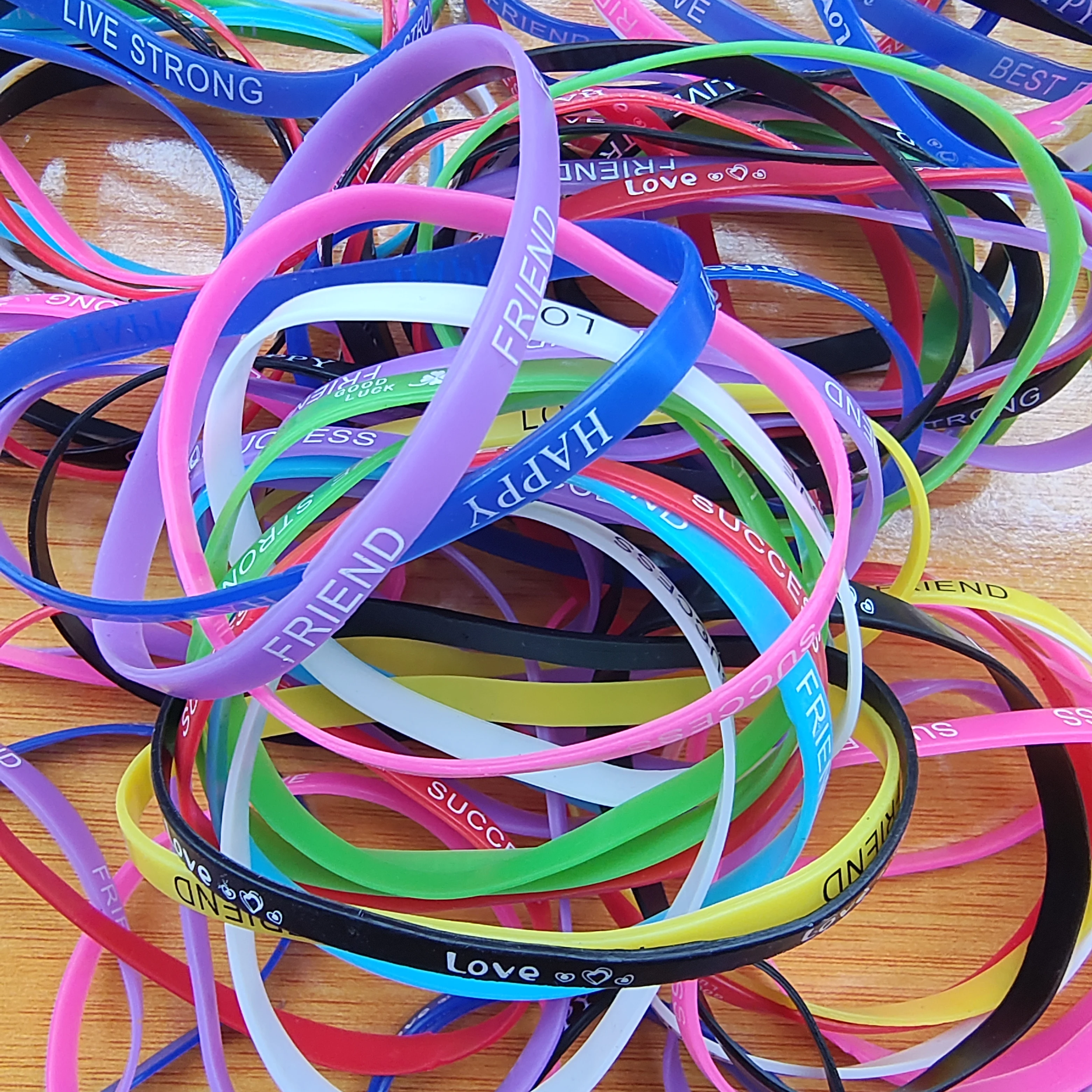 50/100PCS Wholesale Silicone Bracelets Lot Wristband Kids Children