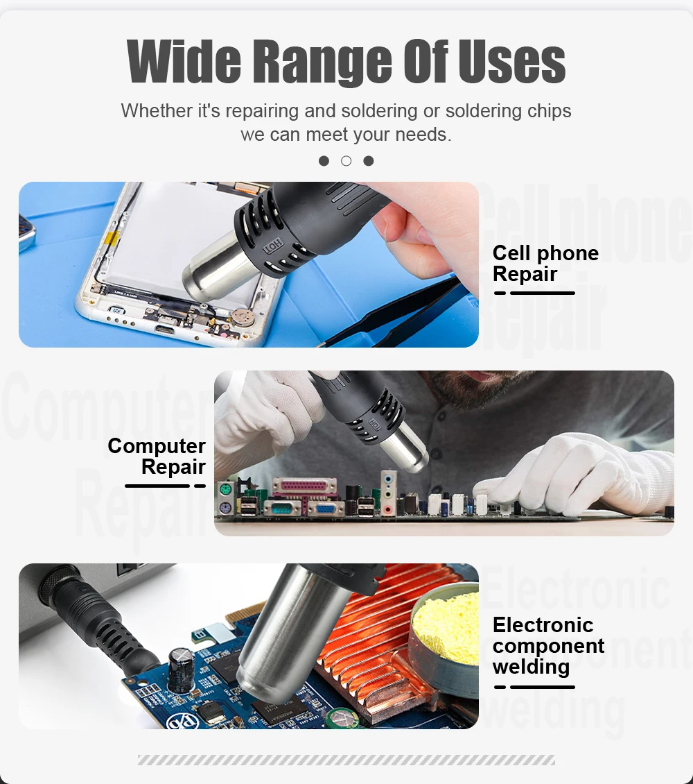 JCD 750W Soldering Station 2 IN 1 Hot Air Gun LCD Dual Digital Display Electric Soldering Iron SMD Welding Rework Station 8586D 5
