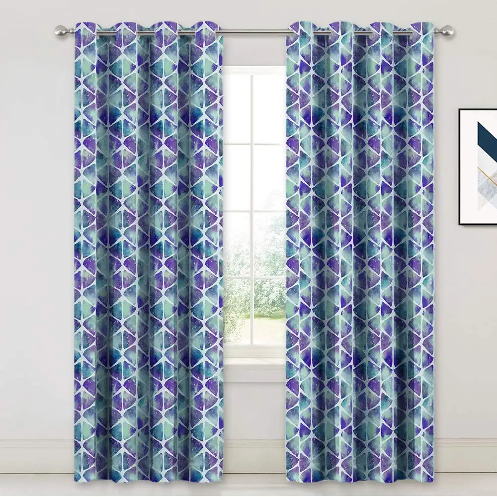 

RYB HOME 1pc Gradient Printed Slub Curtains for Living Room Bedroom Window Office Decoration Modern Cortina Fashion Tulle