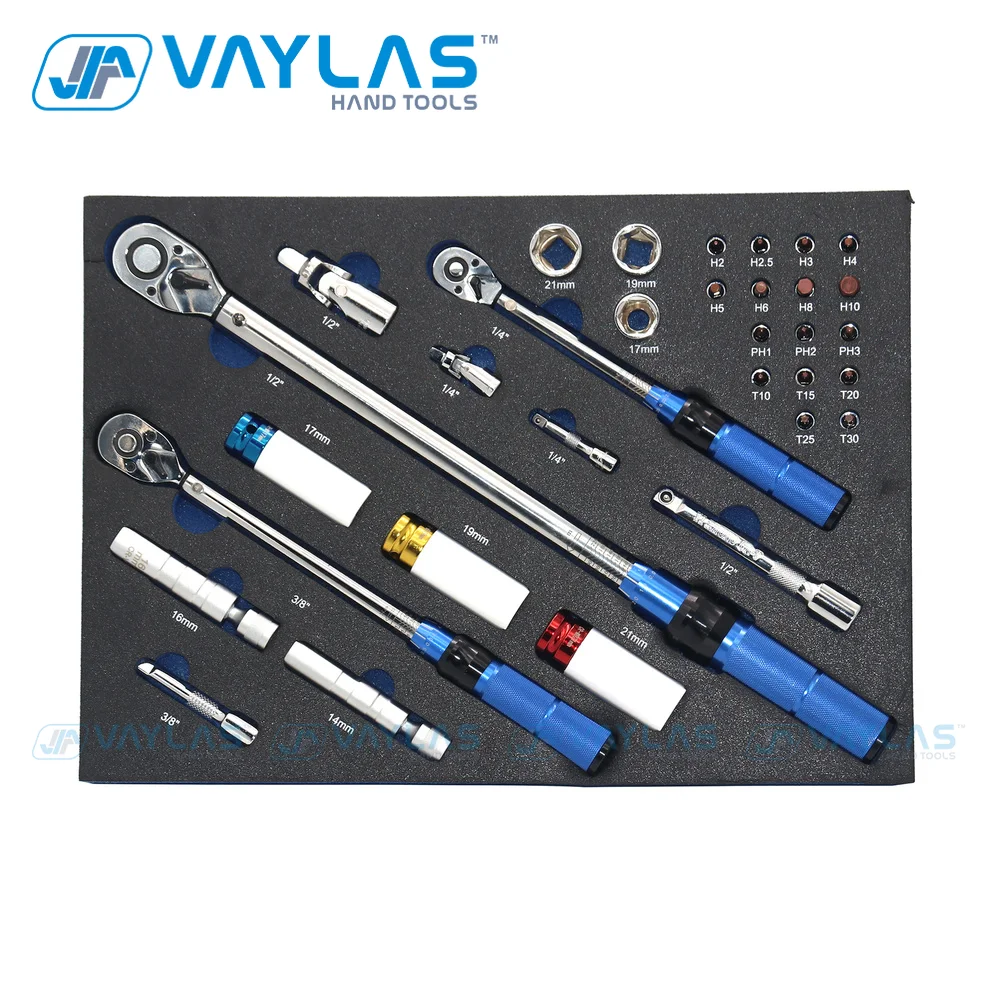 

Vaylas 32Pcs Preset Torque Wrench Set Key Set Multifunctional Combination Wrench Kit 1/4 3/8 1/2 Square Drive Ratchet Wrench Set