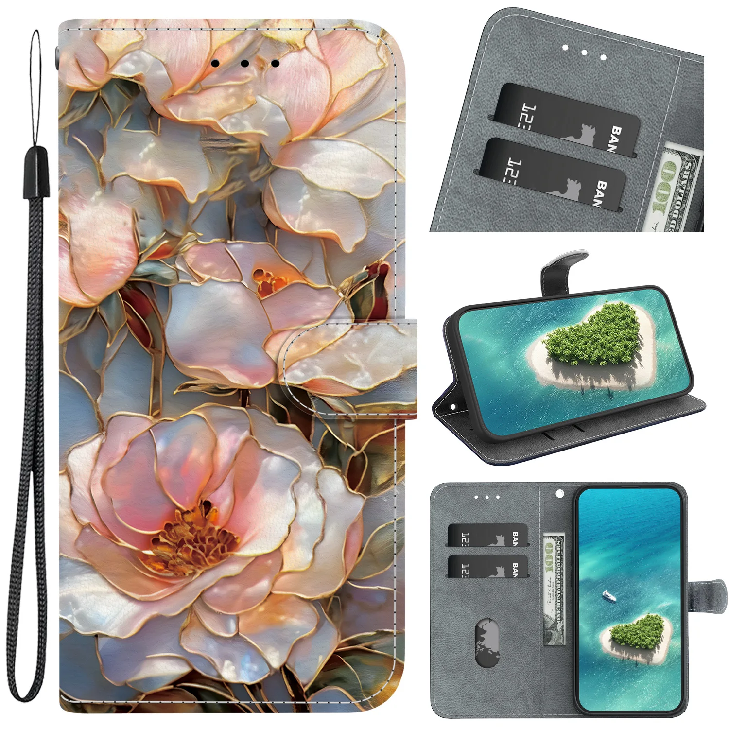 Luxurious Magnetic Leather Flip Wallet Phone Case Cover