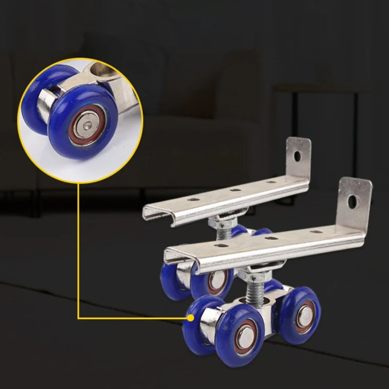 2pcs/set Sliding Door Roller Hardware Slide Doors Pulley 4 Wheels Home Room Wood Door Hanging Wheels Rail Track Pulley Sliding Door Roller Sliding Door Pulley