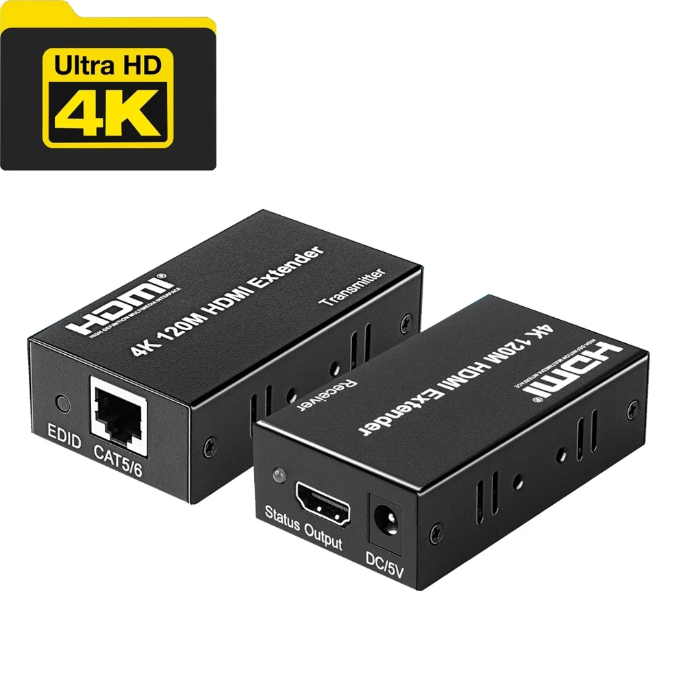 

4K HDMI Extender Extensor 100M 330FT Over Cat5e/Cat6 Ethernet Cable Audio Video Transmitter Receiver for PC DVD PS4 Laptop to TV
