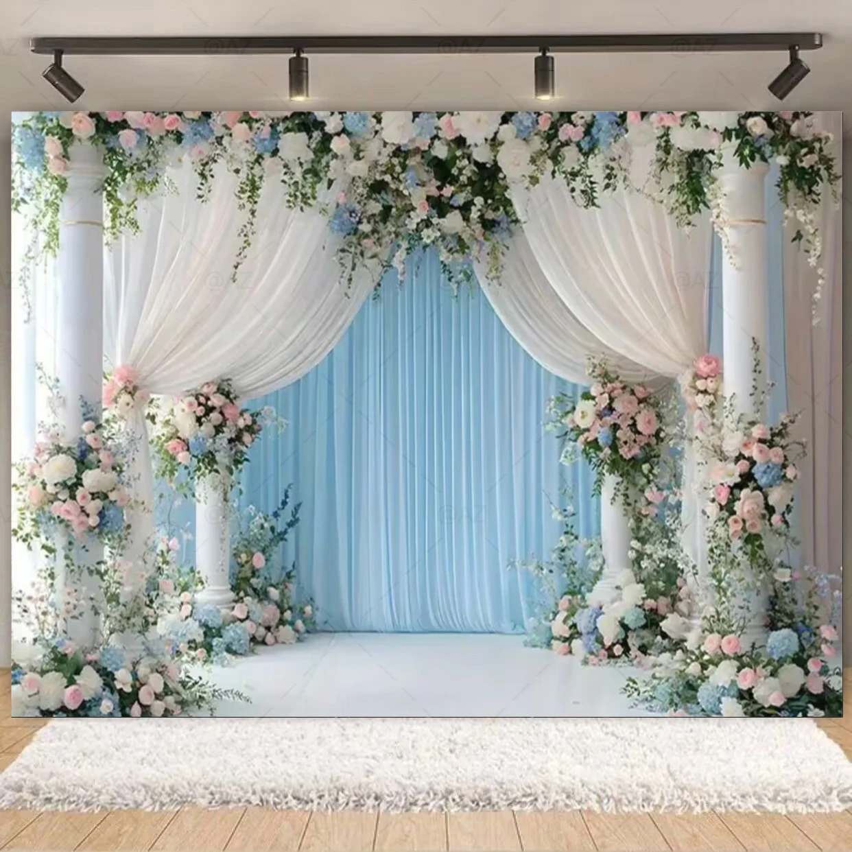 Spring Floral Butterflies Photography Backdrop for Tea Party or Dreamy Wedding Decor