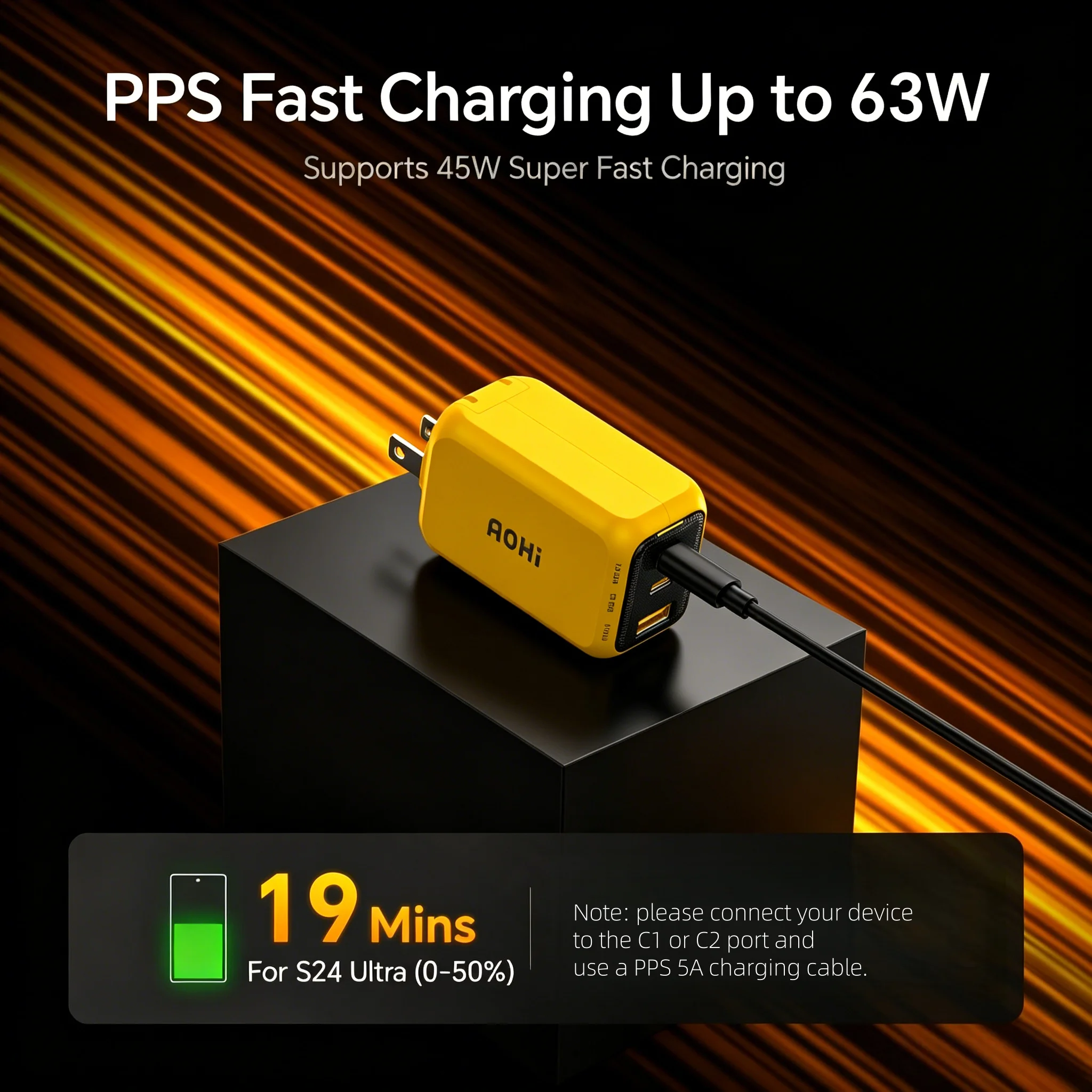 รูปสินค้า เครื่องชาร์จ USB-C PD 3 พอร์ต ชาร์จเร็ว พร้อม QC4.0