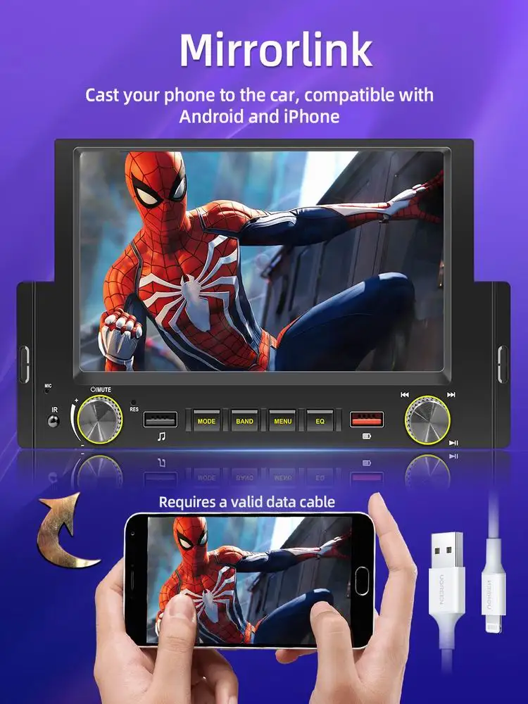 1 Din Car Radio Stereo FM Audio Stereo MP5 Player Bluetooth 6.2"Touch Screen USB for Autoradio Apple Carplay Android Auto