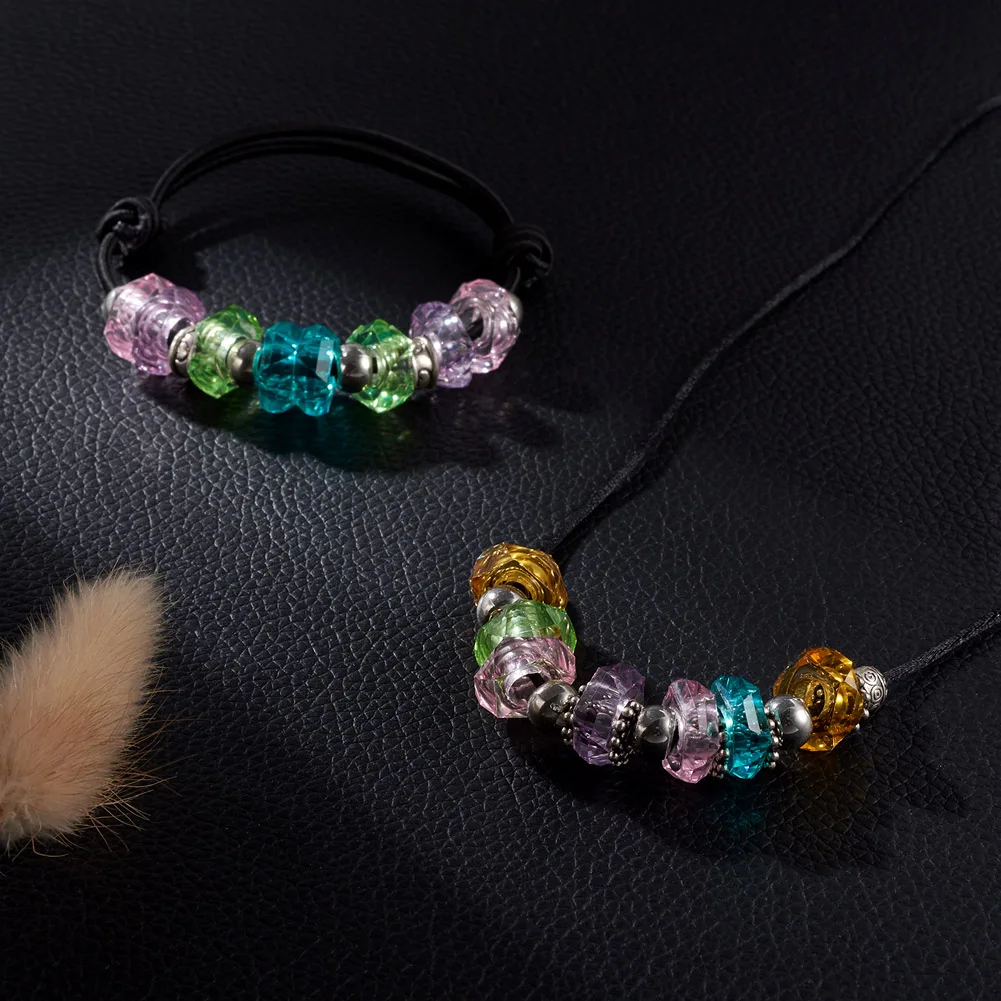 180Pcs Transparent Resin European Beads Large Hole Spacer Beads For Bracelet Necklace Jewelry Making DIY Supplies 13~14x5mm