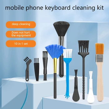 10 pezzi kit spazzola per pulizia tastiera portatile PC piccoli strumenti spazzole per polvere per telefono per auto detergente per polvere rasoio accessori per la casa