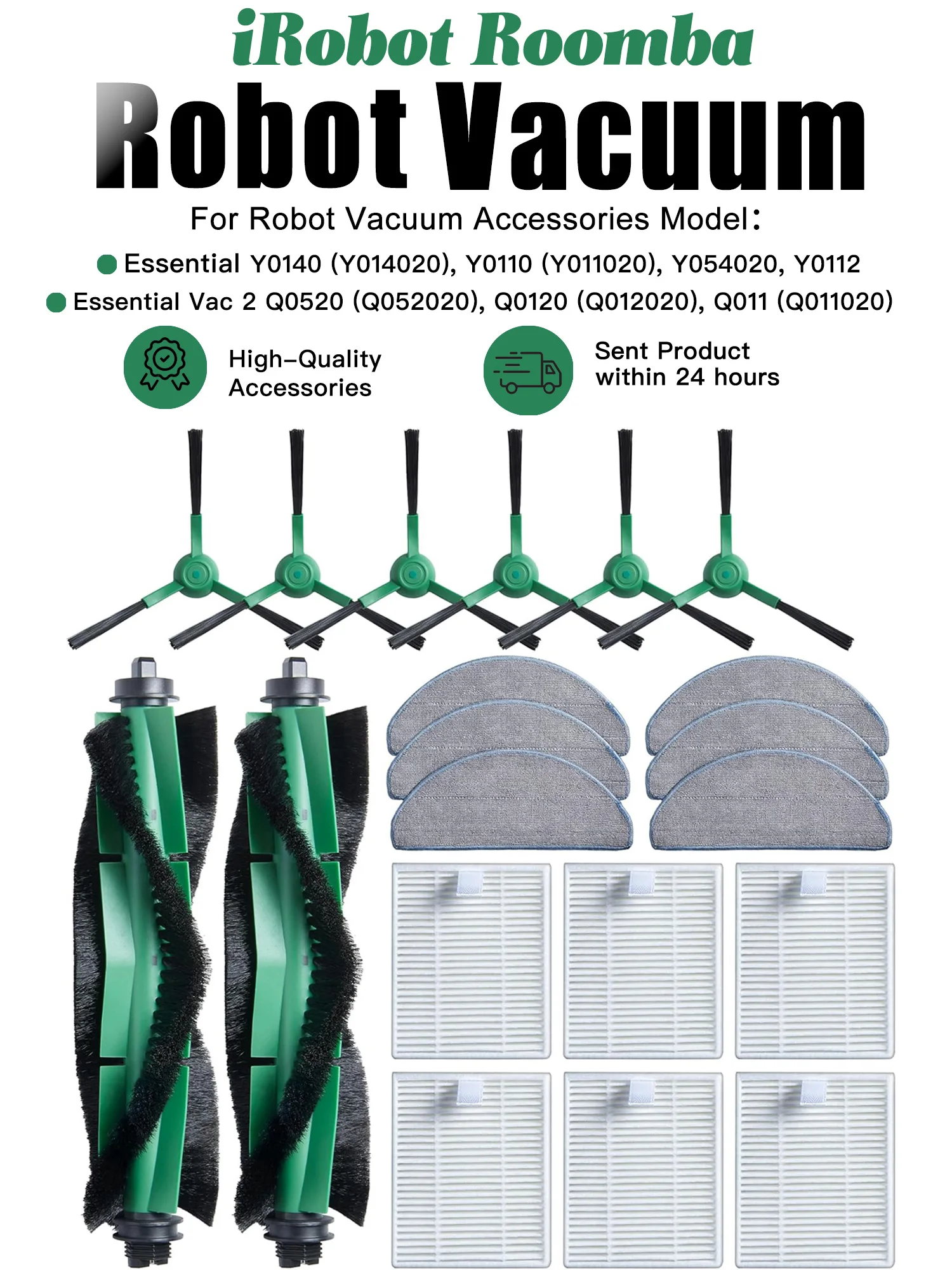 Accessori Per IRobot Roomba Combo Essential Y0112 Y0110 Y011240 Y01040 Robot Aspirapolvere Pezzi Di Ricambio Spazzola Rotante 2 Filtri 4 Panni Per La Pulizia 4 Spazzole Laterali 85425882