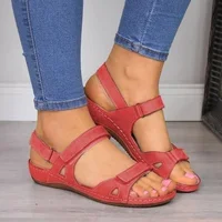 New Arrival Amazon Cross-Border 2020 Summer Plus Size Thick Bottom Women's Sandals Magic Buckle Strap Casual Shoes Rubber Materi