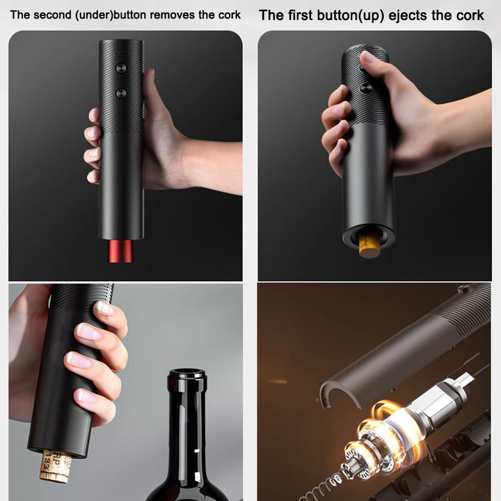 Automatic Electric Wine Opener with USB Charging – Easy-to-Use Sommelier Corkscrew
