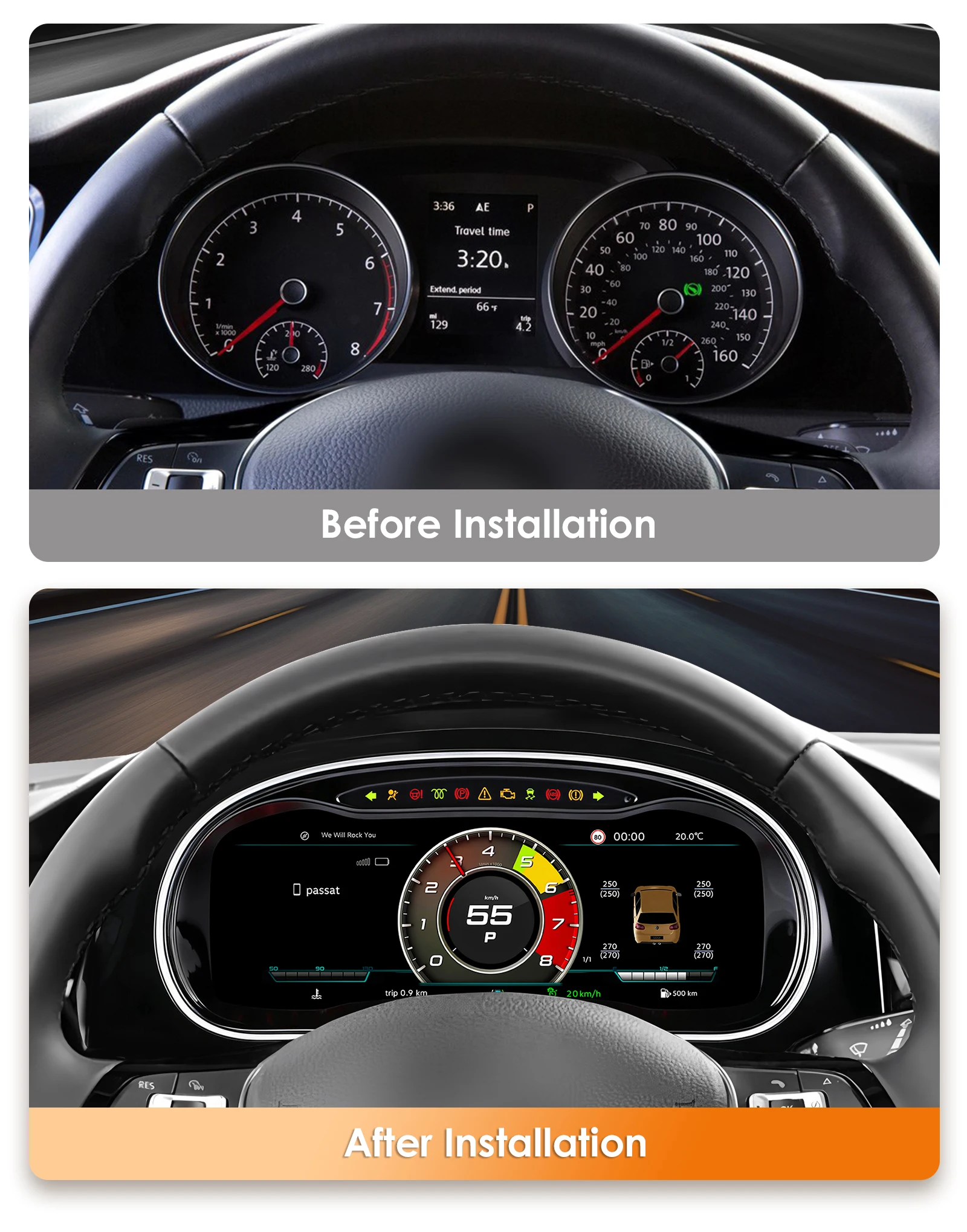 Panel de Instrumentos Digital para Volkswagen VW Golf 7 MK7 2014-2020, Cabina Virtual, Velocímetro, Panel de Control, Carplay, Android Auto 2