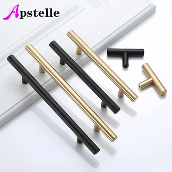 Apstelle สีดํา Golden ตู้จับแปรงสแตนเลสสตีลตู้ประตู KNOB เฟอร์นิเจอร์ลิ้นชักดึงบาร์ Handle 1