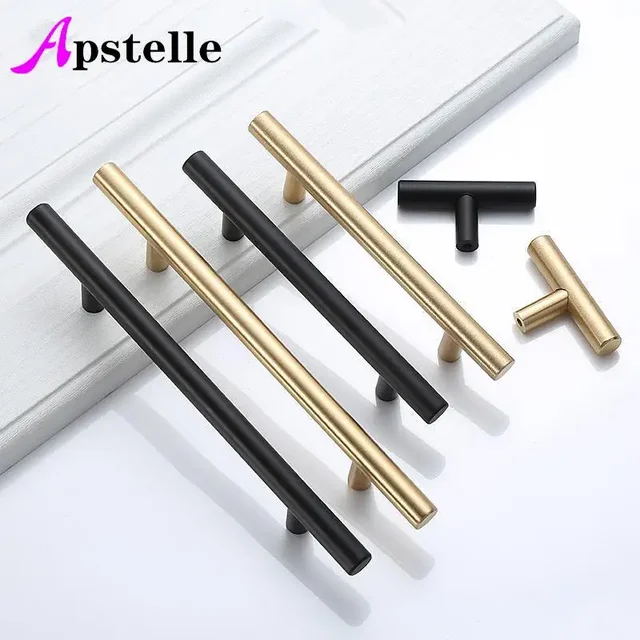 Apstelle สีดํา Golden ตู้จับแปรงสแตนเลสสตีลตู้ประตู KNOB เฟอร์นิเจอร์ลิ้นชักดึงบาร์ Handle 1
