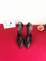 Customized 12cm Ultra High Heels Black Lacquer Classic Thin Heel Bottom Shallow Mouth Fun Women's High Heel Sandals - Image 5
