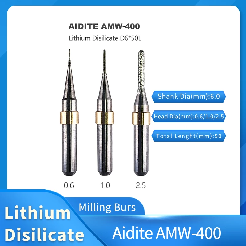 DentalToolsAiditeAMW400EmaxMillingBursforLithiumDisilicateD6