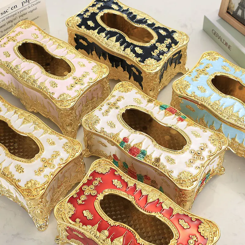 Creative European-style castle tissue holder storage box retro acrylic paper box high-end cafe home kitchen fashion paper box 4