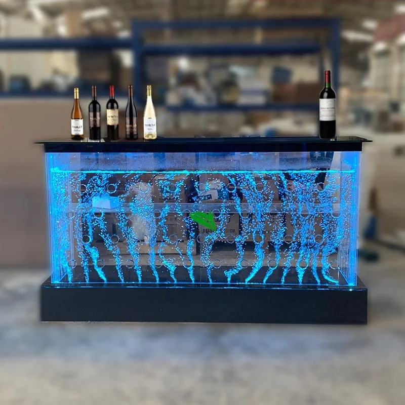 Custom.us 에드 살롱 나이트 클럽 가구 LED 조명, 빛나는 아크릴 물 거품 분수 바 카운터