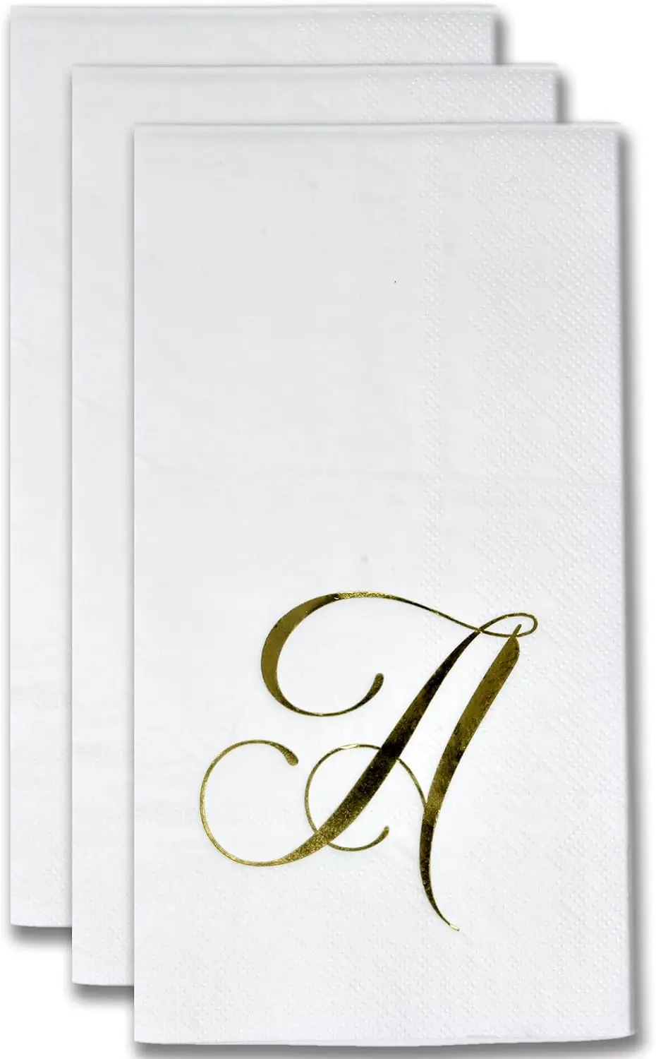 100 Gold Monogram Guest Napkins, Letter A Disposable Paper, Elegant, Metallic, Golden Foil, Dinner, Hand Napkin, Wedding, Holida