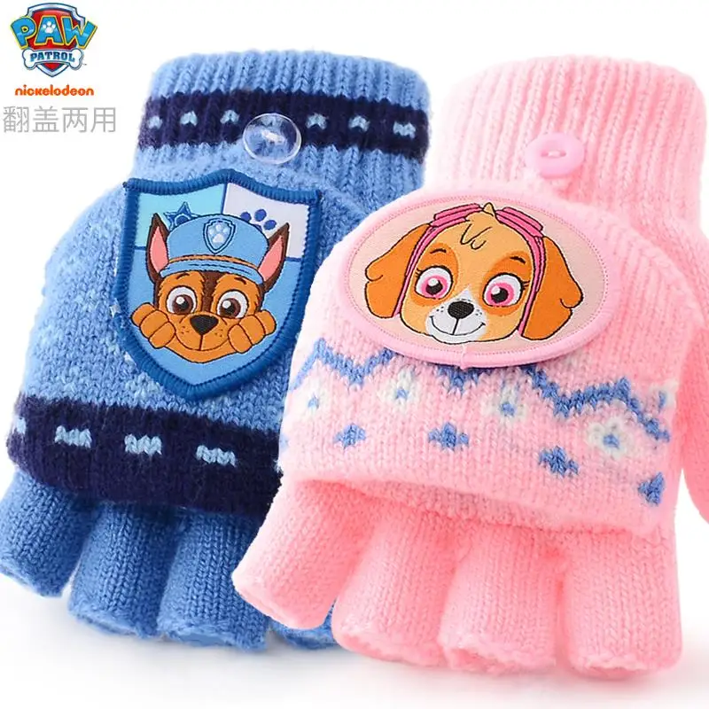 Winter Gloves Baby Mittens Paw Patrol Gloves Genuine Paw Patrol Winter Glove Baby Boys Girls Plush Knitted Mittens for Kids Outdoor Keep Warm Christmas Gift