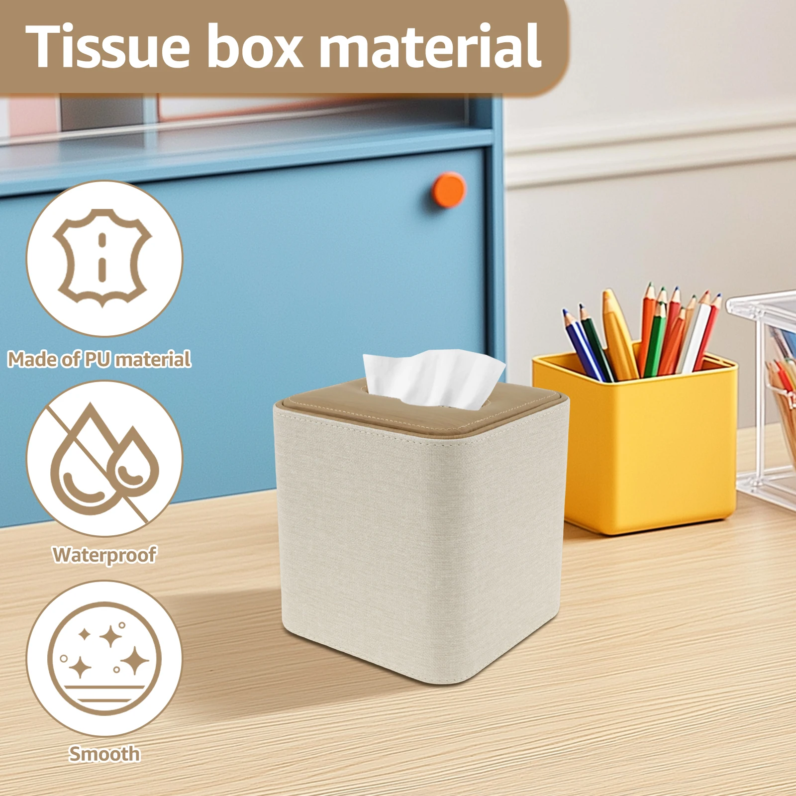 Tissue Box PU Leather Square Paper Container Napkin Holder Storage Home Table Decoration for Bathrooms tissue box,tissue dispenser,napkin holder