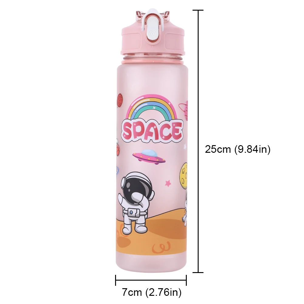 800ml Astronaut Sports Bottle with Straw & Handle Portable Travel Bottle Large Capacity Outdoor Drinking Cup for Boys Girls