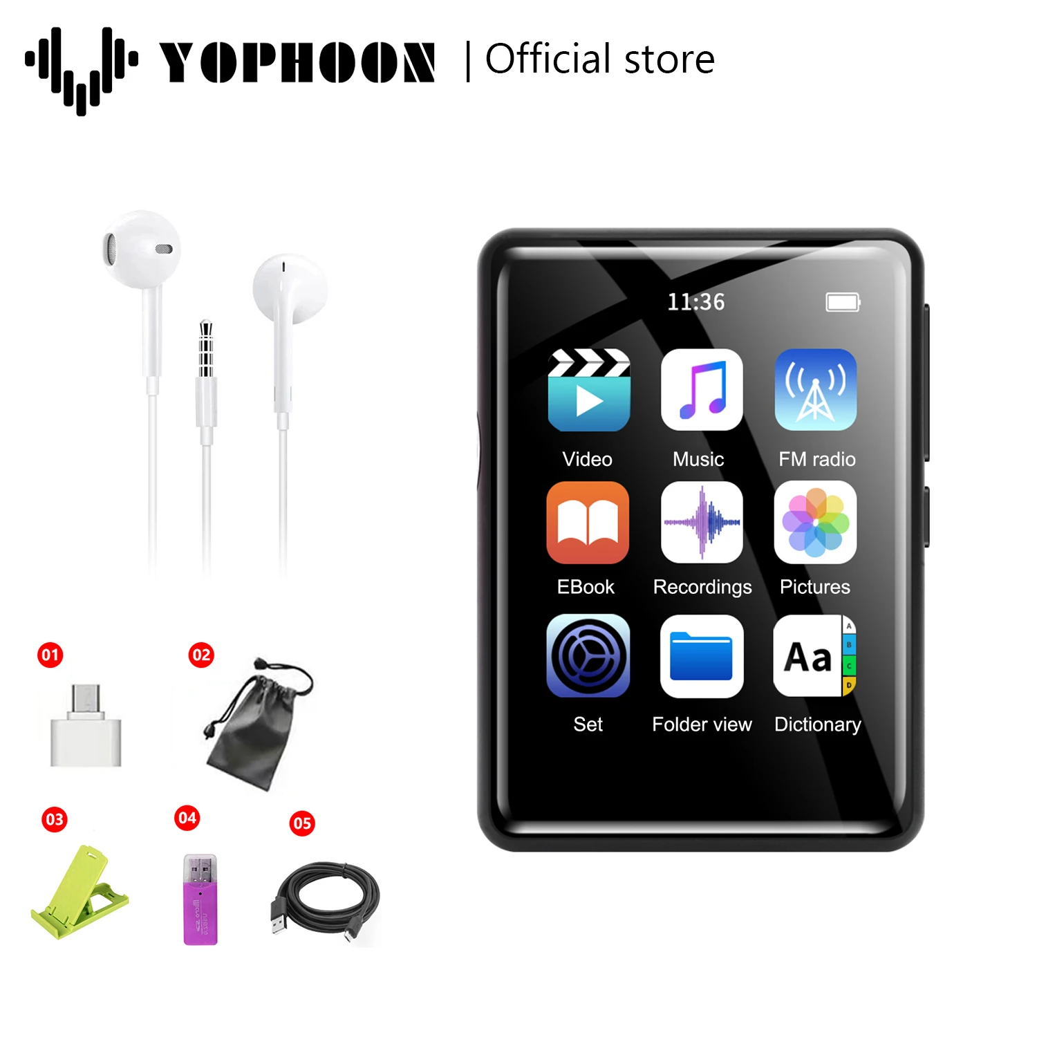 mp3 player online Portable MP3 Player, Yophoon M8 Walkman Touch Screen Bluetooth MP3 MP4 Player Built-in Speaker mp3 music player MP3 Players