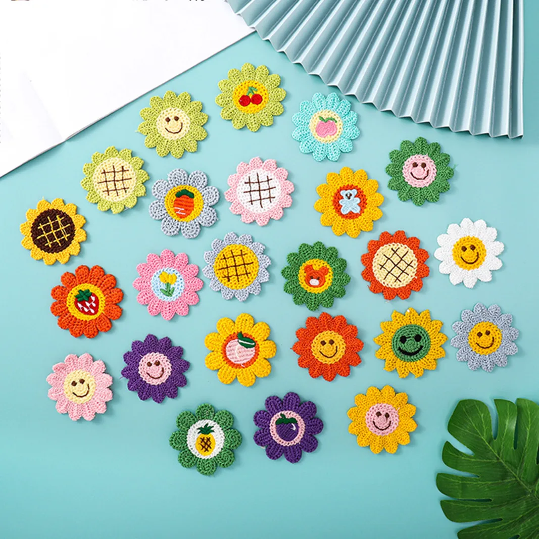 

10PCS 6.2CM Sunflower Patch Sewing Embroidery Iron On Sew On Clothes Patch DIY Cloth Appliques Handmade Flower Shirt Badge