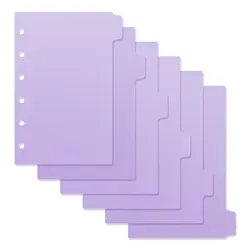 Compact Paper Index Divider with 6 Holes for Binder and Planner Notebooks (Purple)