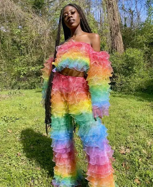 short rainbow dress Rainbow Mini Dress With Knot Belt