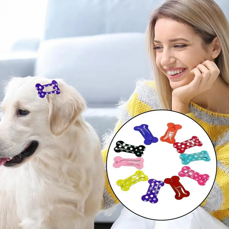 10pcs Bone Hair Clips Non Slip Dog Bone Pet Hair Clip Hairclips Metal Barrettes Accessories for Cosplay Party Pet Dogs