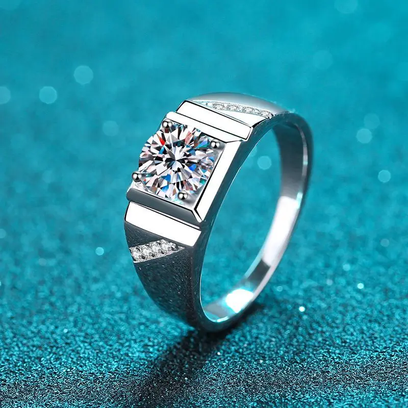 18K Real Platinum PT950 men's ring simple and domineering ring 1 carat diamond ring proposal accessories 1