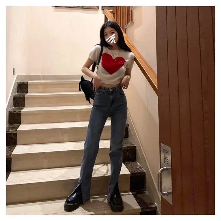 Blusa elegante y juvenil de estilo preppy, blusa de verano para mujer, camiseta de punto dulce, top corto, moda coreana
