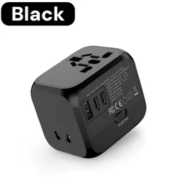 Universal Travel Plug Adapter with USB Port - All - in - One Charger (Black)