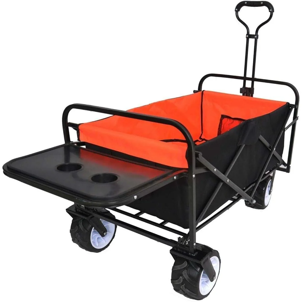 Collapsible Outdoor Utility Wagon Heavy Duty Folding Garden Cart Portable Hand Trolley Multifunctional Yard Supplies Degree