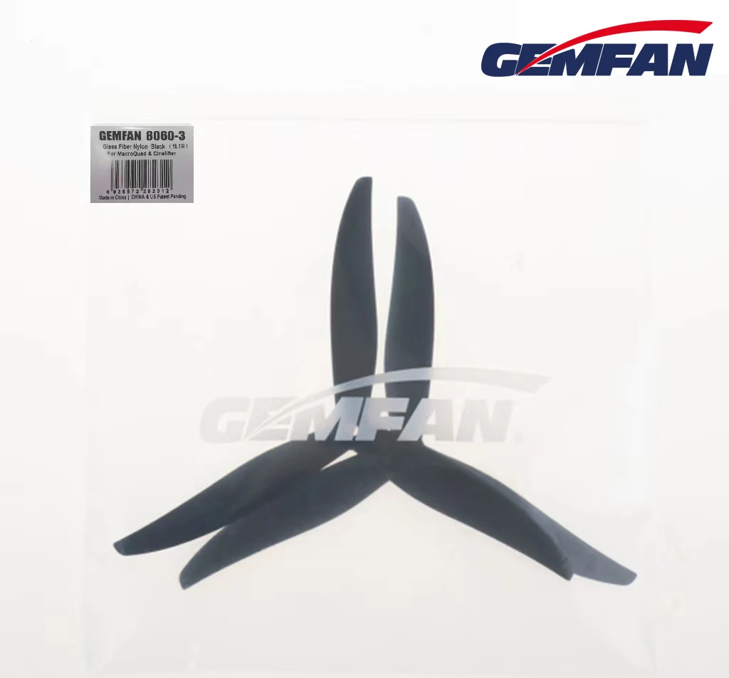 Gemfan Flash 8060 Hélices 8" 3 Pales Nylon Fibre Verre 5mm Lot 2 Paires