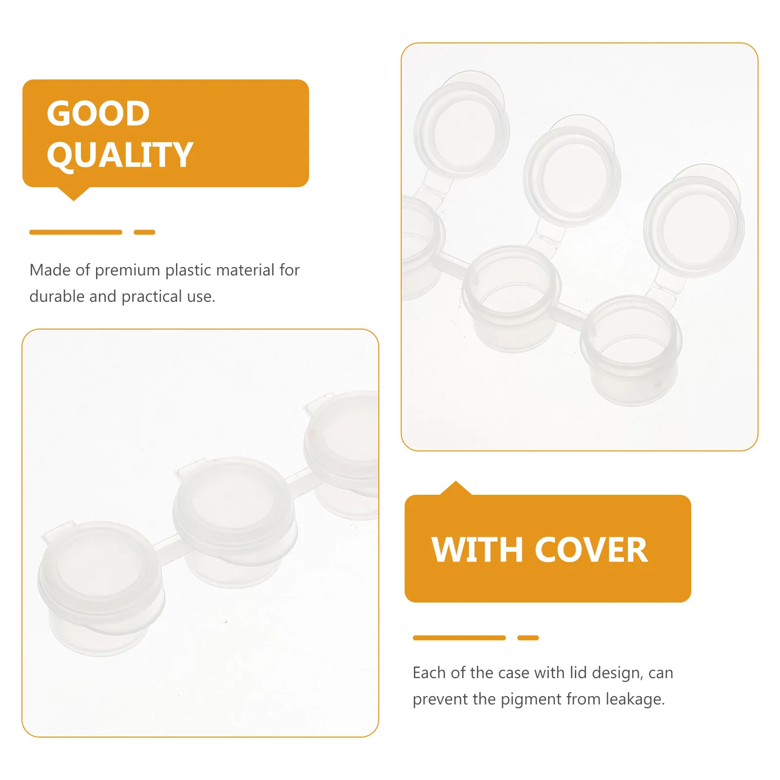 40Pcs 플라스틱 페인트 포트 스트립당 6개 2Ml 용량 예술가 학생을 위한 뚜껑이 있는 투명 저장 용기 그림 용품