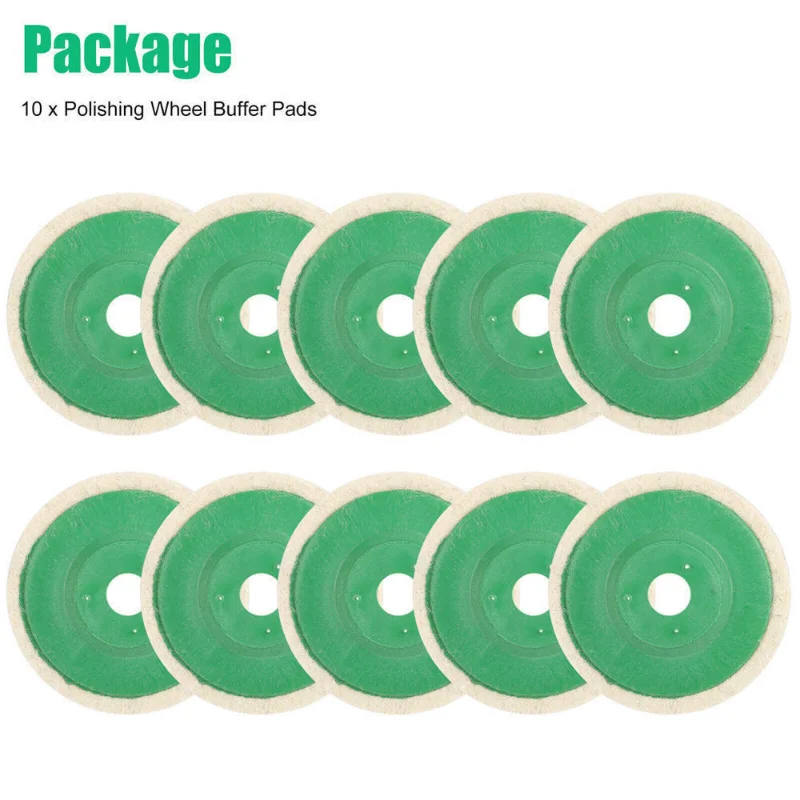 10PC 4'' Wool Buffing Polishing Disc Angle Grinder Wheel Felt Pad Buffer Buff Disc 95*8mm For Metal Marble Glass Ceramics