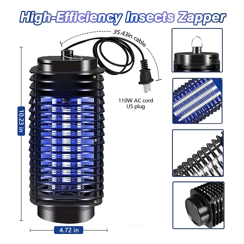 Electric Bug Zapper, Bug Zapper Indoor and Outdoor, Fly Zapper with Blue Lights Mosquito Lamp for Garden, Patio,US