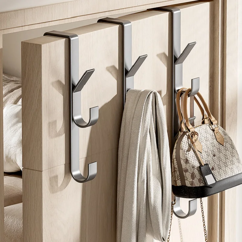Metal Door Hook Coat Rack Easy Install Space Saving Design Bedroom Clothes Hats Bags Organizer