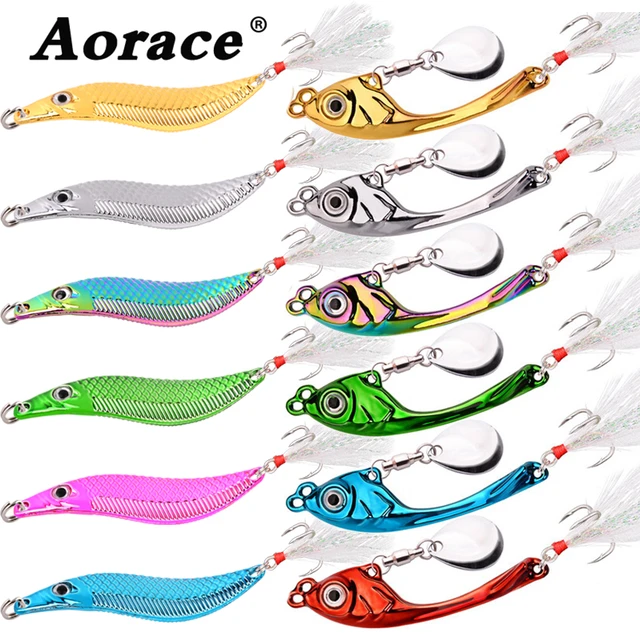 Aorace Metal Vib Fishing Lure Set, Trolling Rotating Spoon, Wobbler,  Sinking Hard Bait with Sequin Pesca, Bass Pike, 7g-20g - AliExpress