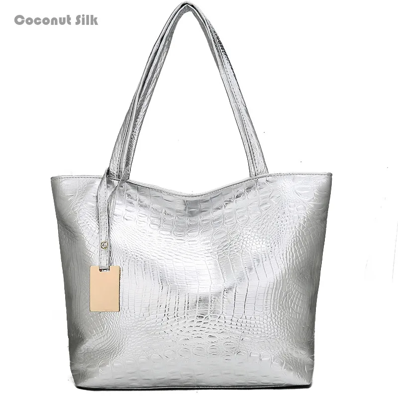 

Coconut Silk 2024 Fashion Casual Women's Shoulder Bag Gold Black Crocodile Texture Handbag Women's Large Handbag Women's Handbag