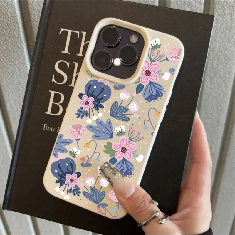 Floral Leather Texture Phone Case Cover