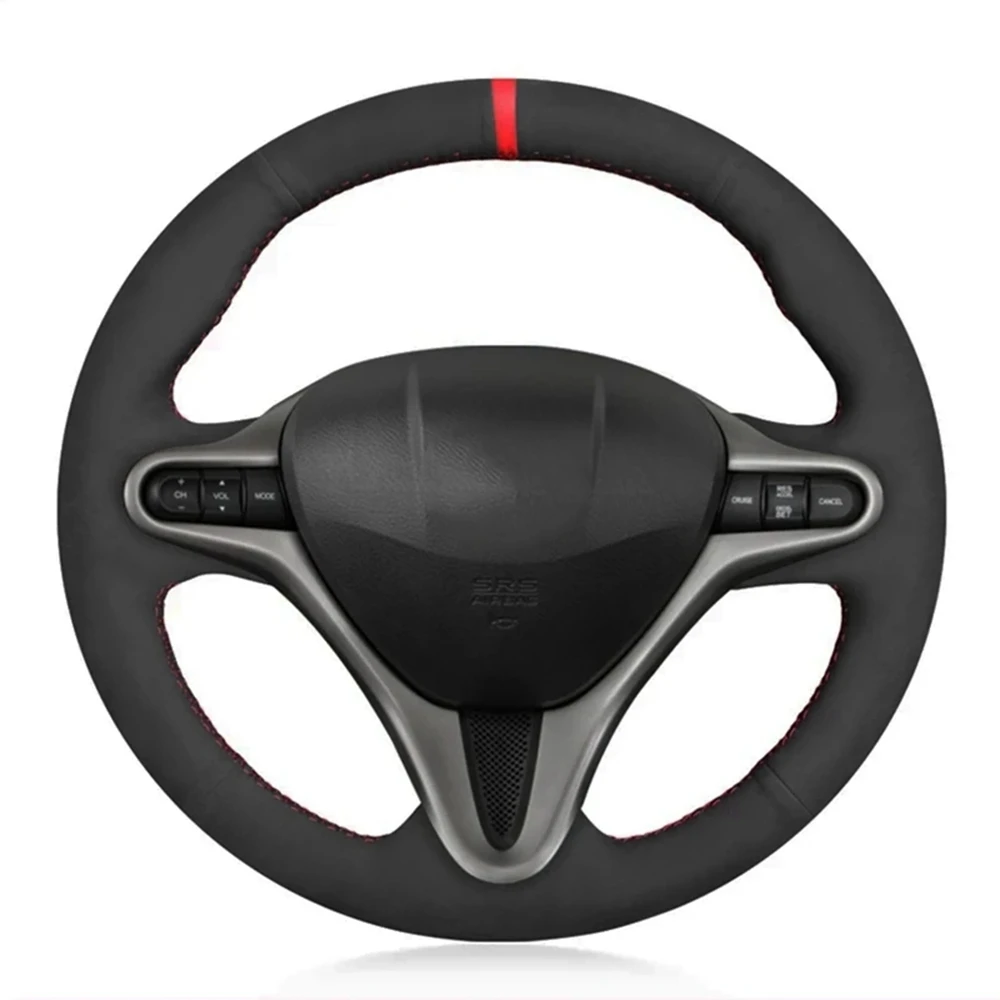 

Аксессуары для рукоделия, черная замша ручной работы для Honda Civic 8 2006 2007 2008-2010 2011 (3 Спицы)