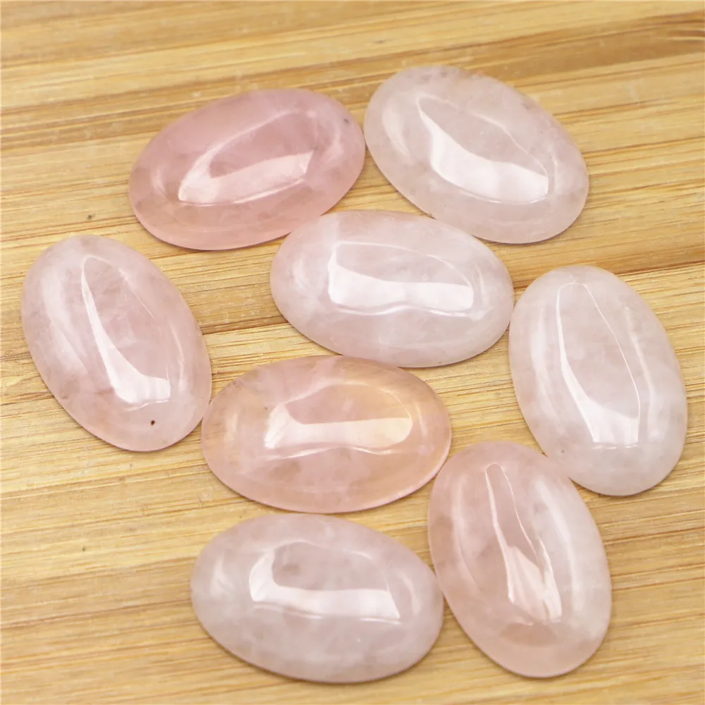 30x20mm Natural Stone Oval Rose Quartz Cabochon Setting Beads Fit Pendants Jewelry Making Supplies 12Pcs Wholesale Free Shipping