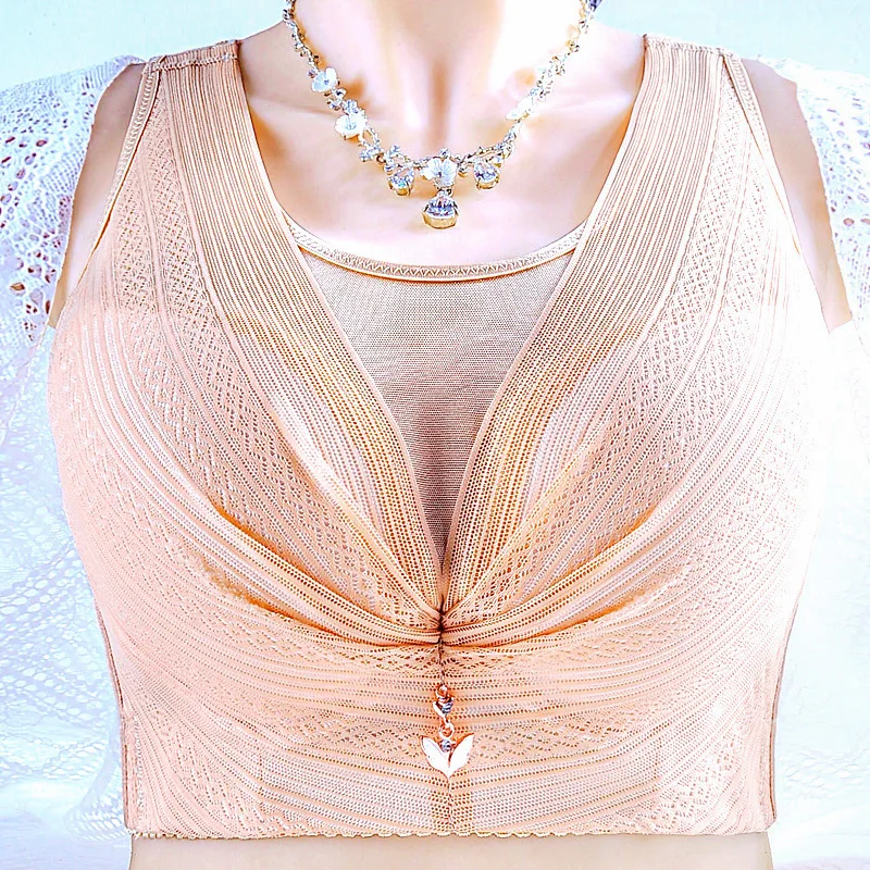 Plus Size Bra Push up Big Cup Wireless Push up Breast Holding Bra Big Chest Small CDE Cup Women's Underwear sexy bra